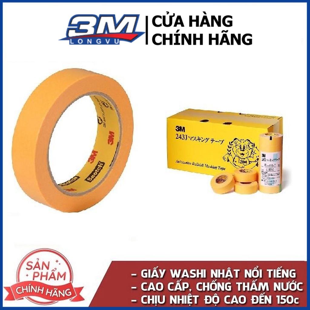 Băng Keo Giấy 3M 243J Che Sơn Masking Tape, 10mmx18m và 20mm x18m Masking Tape - 3M Long Vu.