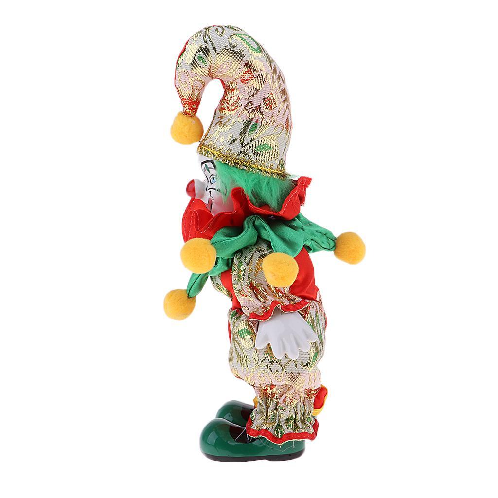 2x 6inch Funny Clown Porcelain Doll in Colorful Costume Handicraft Gift