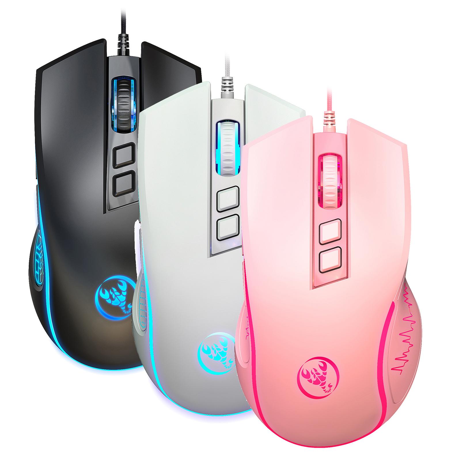 HXSJ X100 Wired Gaming Mouse Ergonomic Gaming Office Mouse 7-color Breathing Light Effect 4-gear Adjustable DPI