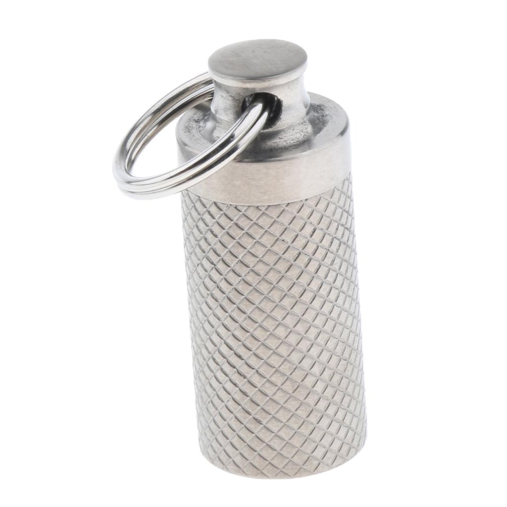 Portable Pill Case, Titanium Waterproof Pill Box Dispenser Keychain for Vitamins Tablets Capsules Storage Organizer Bottle