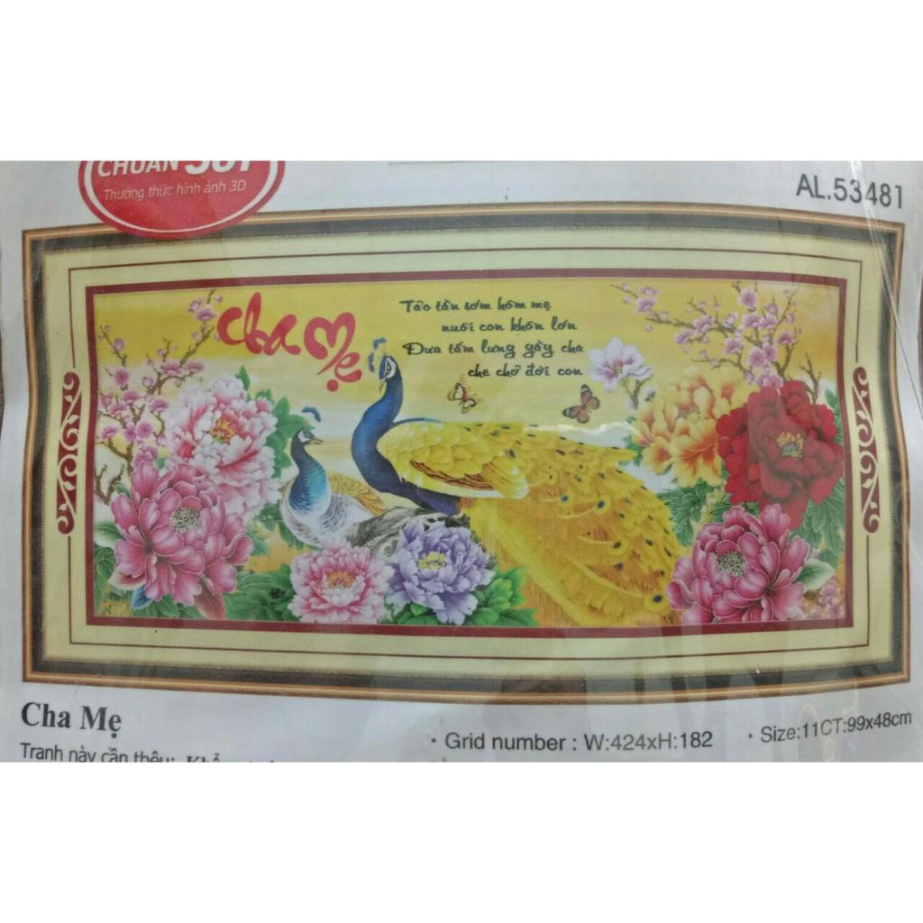 Tranh thêu cha mẹ, kích thước 99 x 48