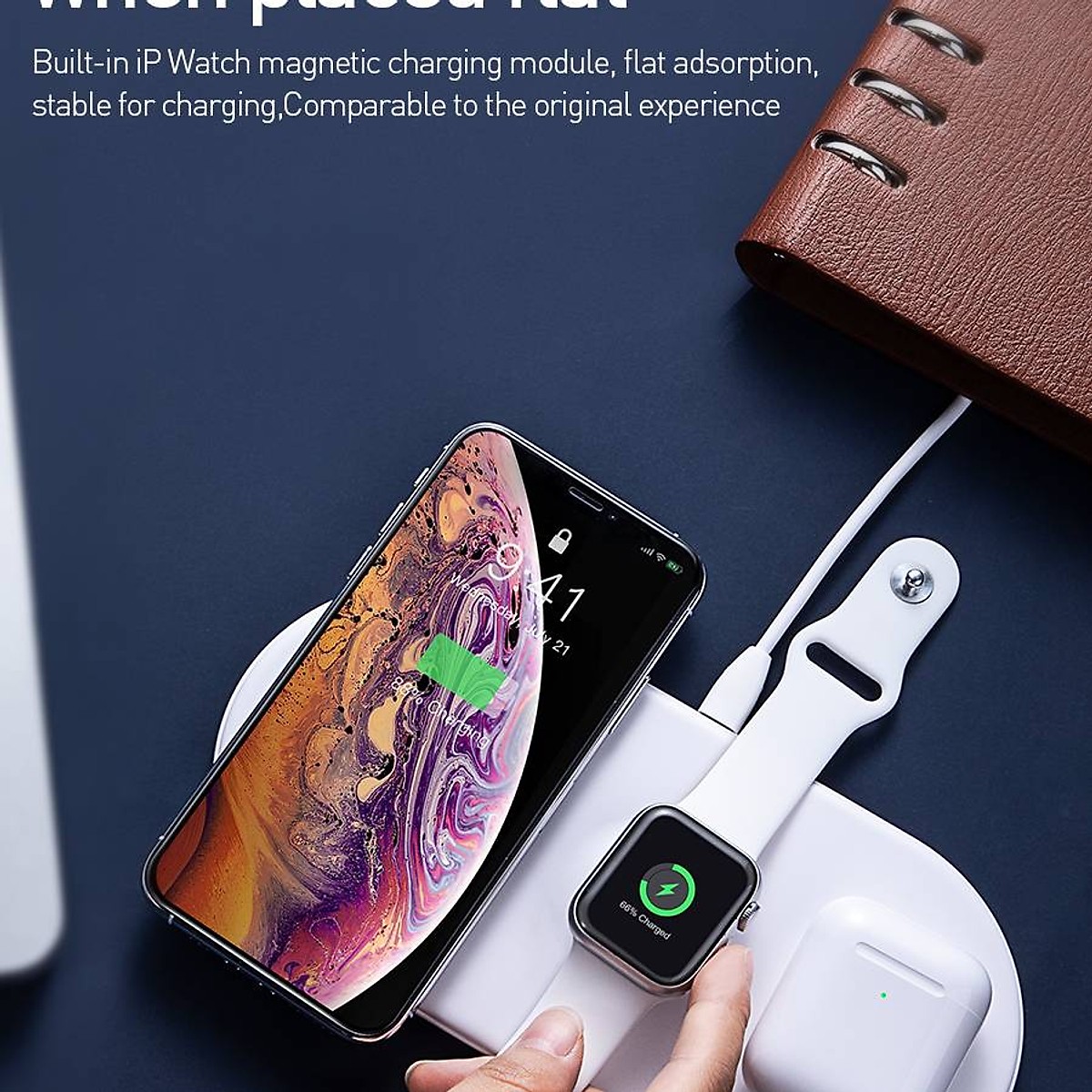 Đế sạc không dây 3 in 1 hỗ trợ sạc nhanh 18W cho Appe Watch 1 / 2 / 3 / 4 / Apple Airpods / Airpods Pro / điện thoại hiệu Baseus Dual Smart Wireless Charging - Hàng nhập khẩu