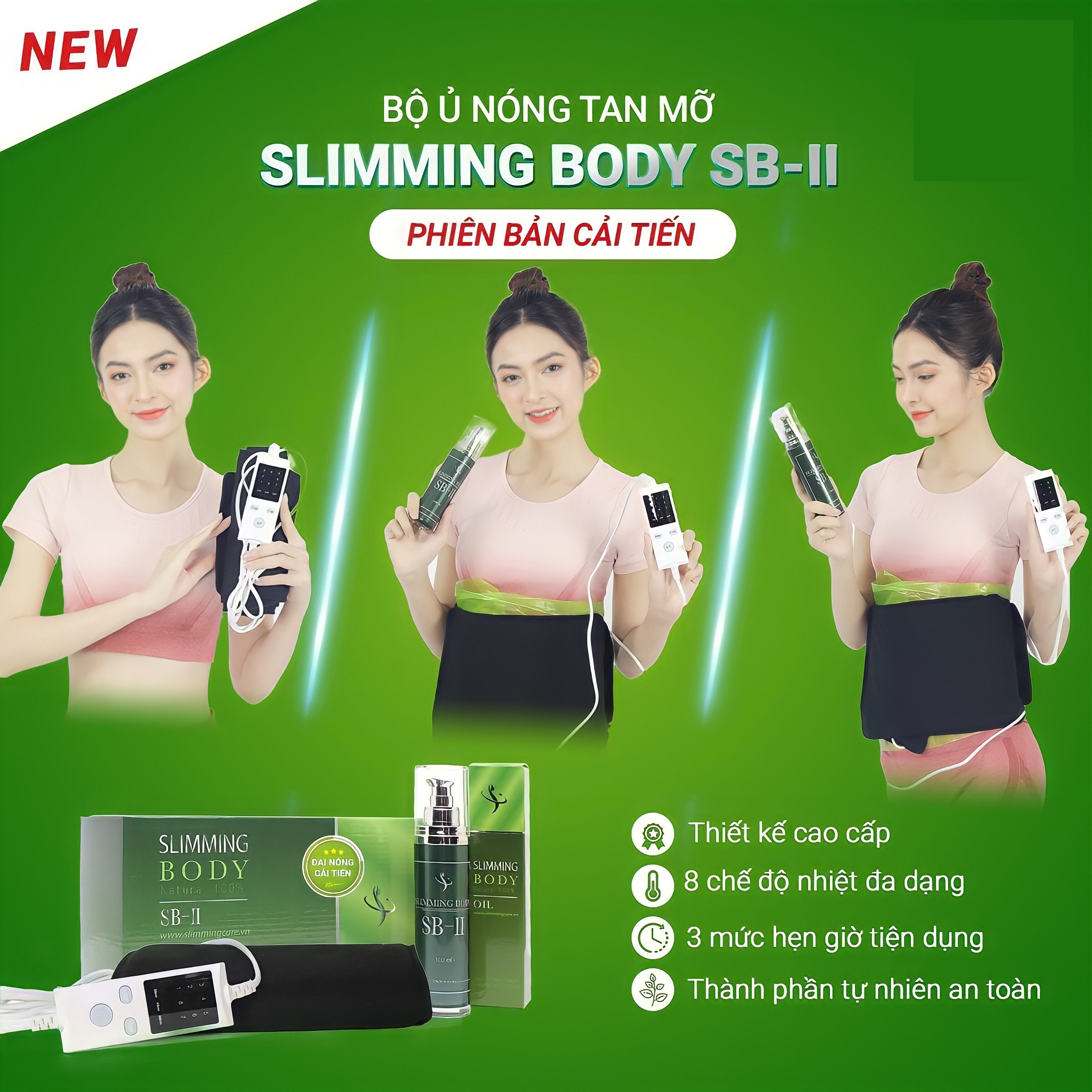 Bộ Ủ Nóng SLIMMING BODY 2 bản Cải tiến hỗ trợ giảm mỡ Bụng Đùi Hiệu Quả - Bản Limited Upsize tinh dầu