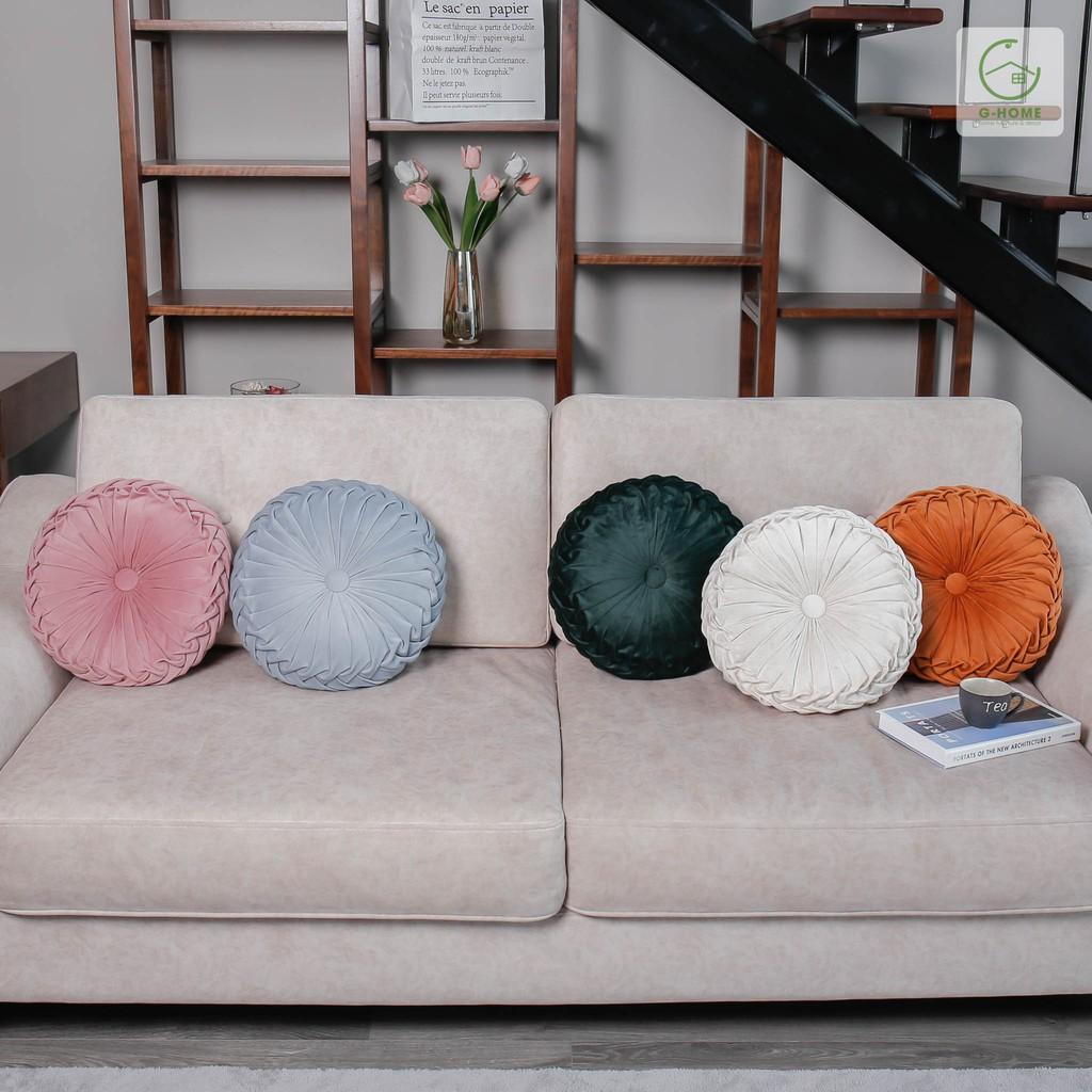 Đệm sofa ngồi bệt, đệm tựa lưng trang trí kiểu tròn sang trọng vân sóng độc đáo DT071