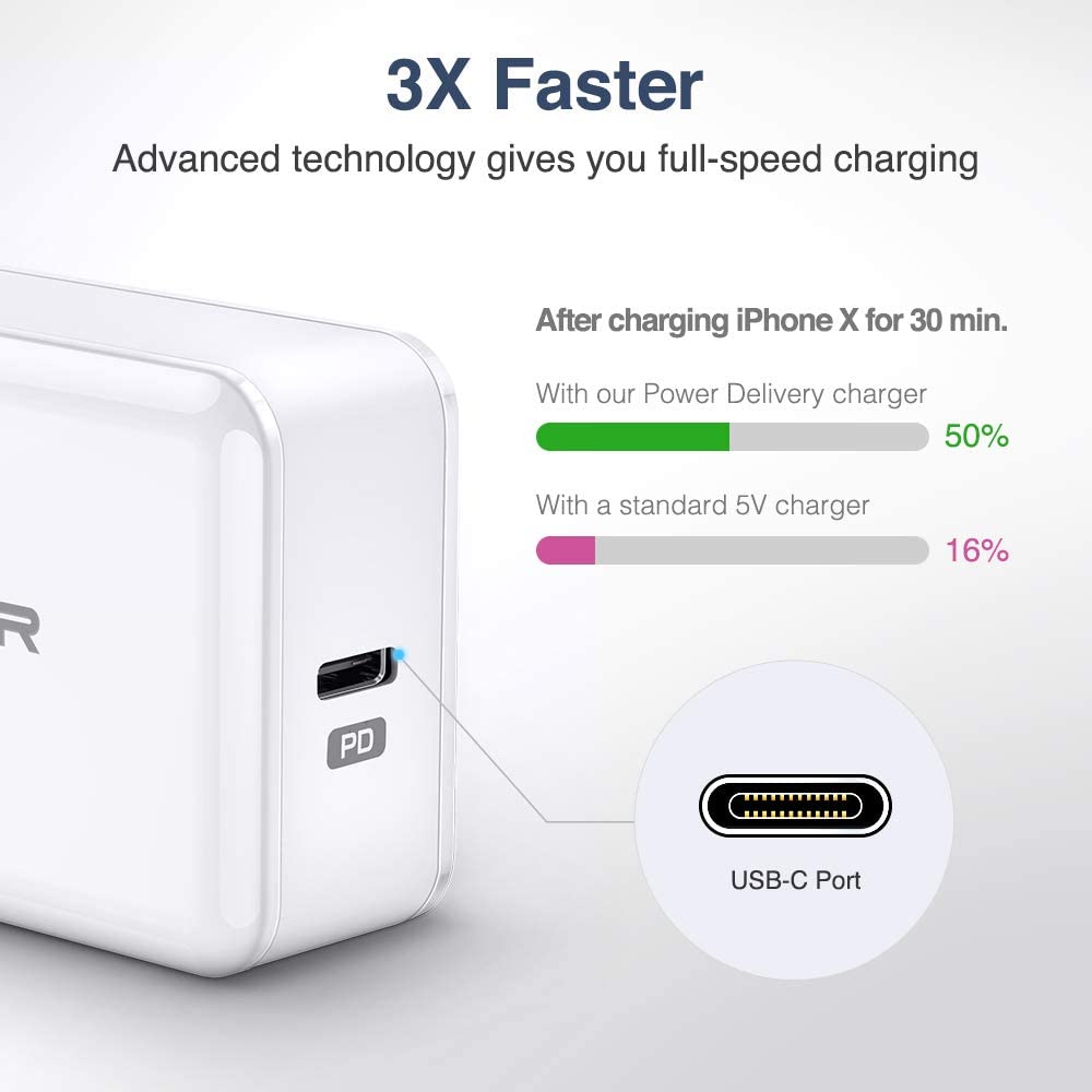 Sạc Nhanh ESR USB-C 20W PD Wall Charger - Hàng Nhập Khẩu