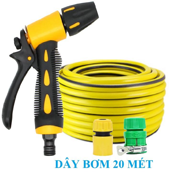 Bộ dây vòi xịt nước rửa xe, tưới cây . tăng áp 3 lần, loại 20m 206236 đầu đồng,cút, + tặng đai
