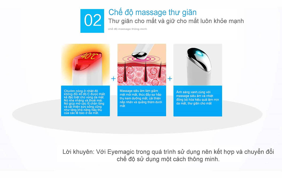 Máy Massage Mắt Giảm Quầng Thâm Trẻ Hoá Da Bổ Sung ION Nanotime F52E - Hàng Chính Hãng