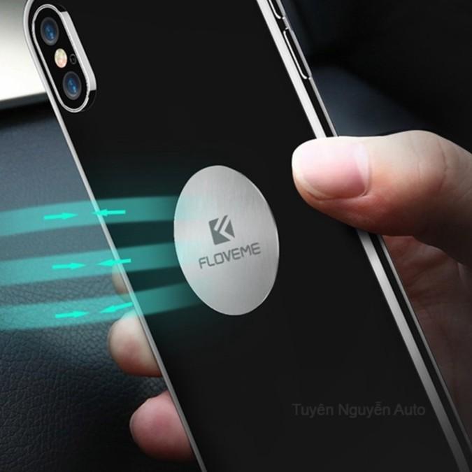 Miếng dán kim loại mặt lưng điện thoại dùng cho đế hít giá đỡ nam châm từ tính trên ô tô xe hơi size 35mm hiệu Floveme