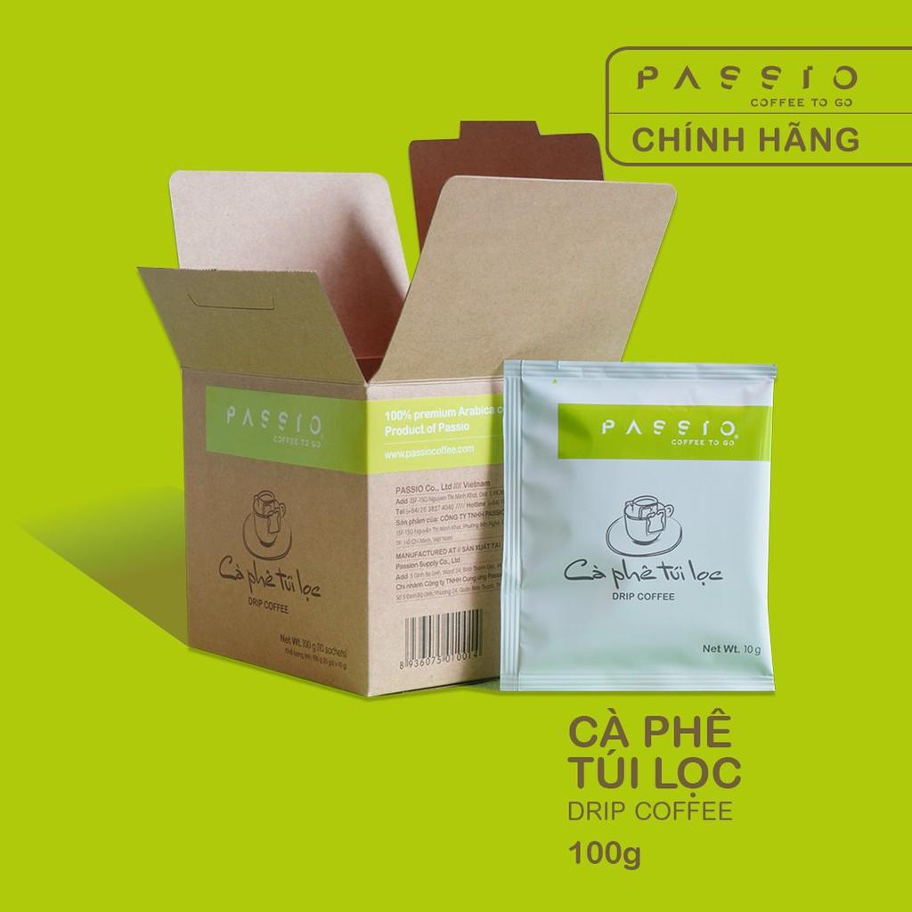 Cà phê túi lọc nguyên chất rang mộc - Passio Coffee (Hộp 10 gói x 10g)