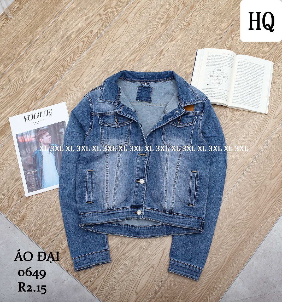 Áo khoác jeans nữ xuất xịn bigsize HQJeans form lớn thoải mái