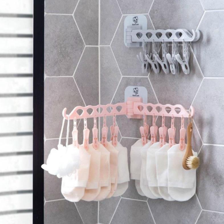 Bộ Giá Móc Phơi Tất Vớ Đồ Lót Dán Tường Tiết Kiệm Không Gian