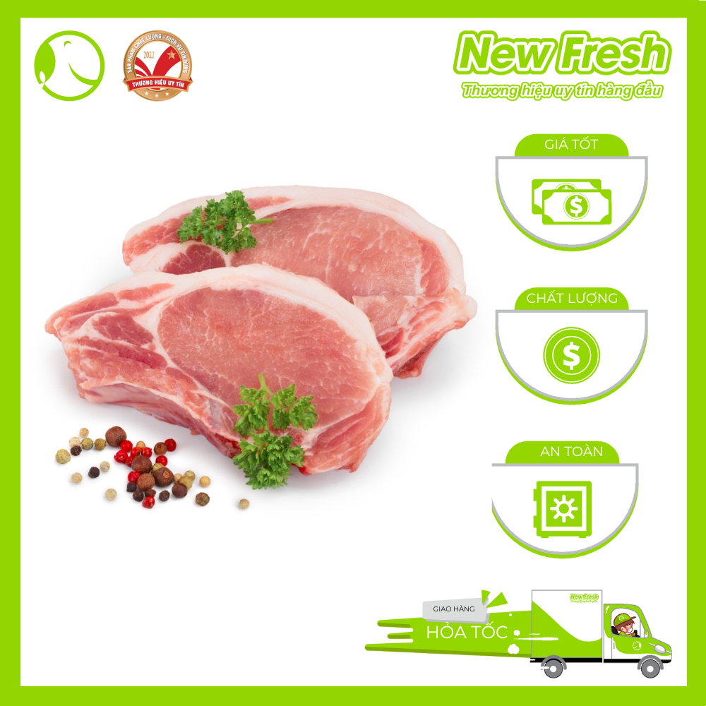 Cốt Lết Heo Nga Có Xương Cắt Lát Túi 1Kg