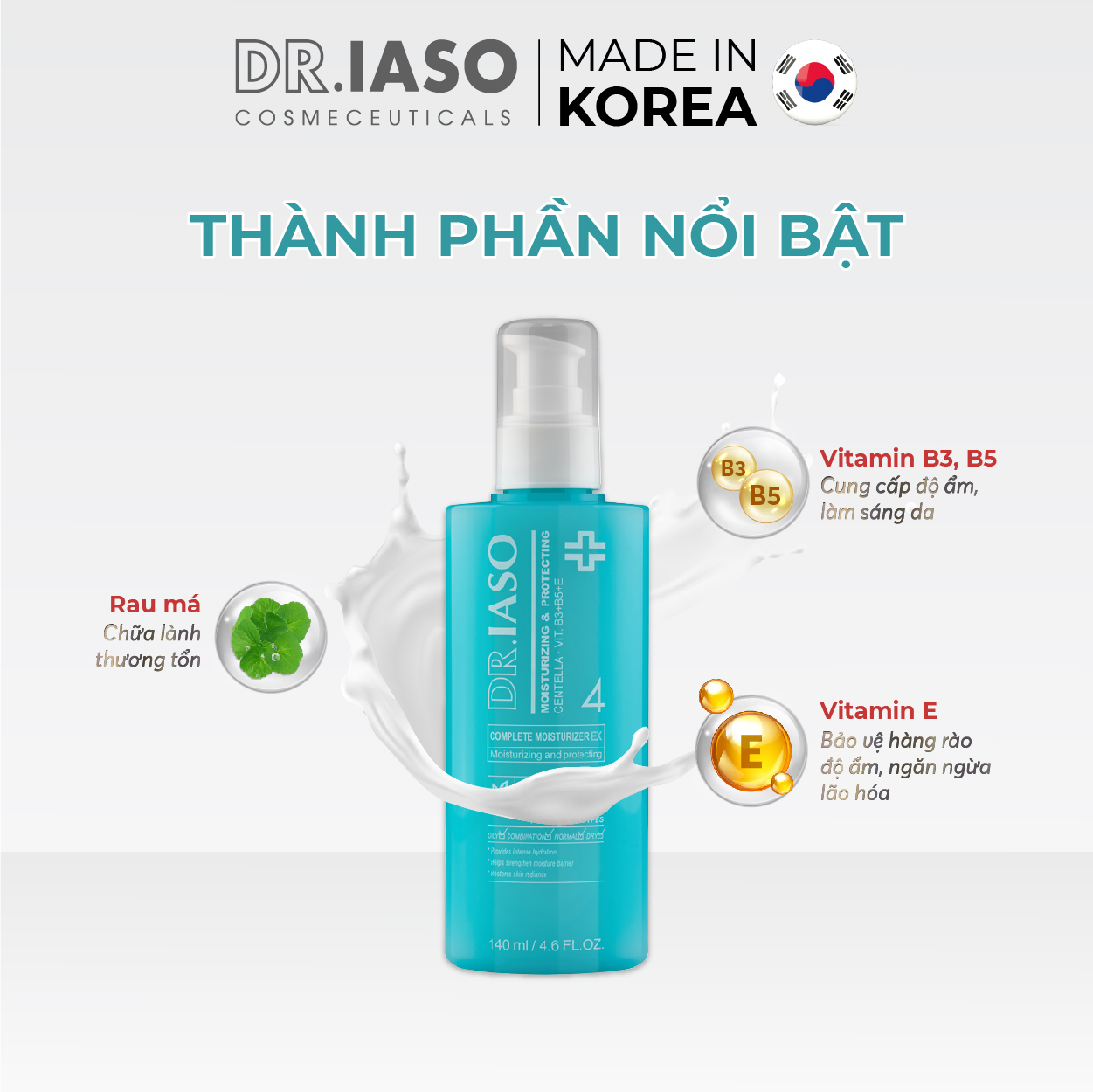 D37 Sữa dưỡng ẩm sáng da Dr IASO Complete Moisturizer 140ml