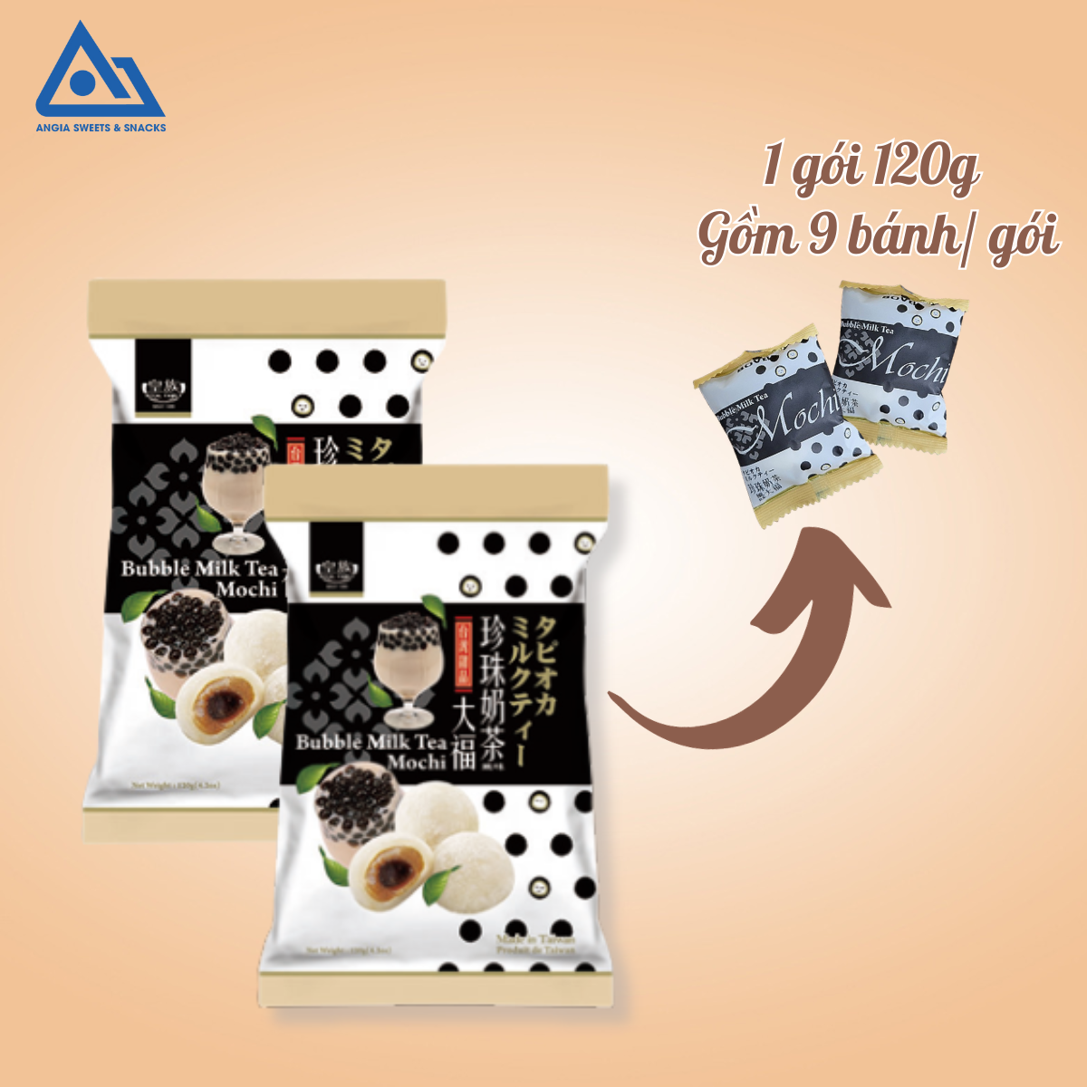 Bánh mochi Đài Loan Royal Family 120g, bánh ăn vặt nếp dẻo nhiều hương vị thơm ngon dinh dưỡng An Gia Sweets Snacks