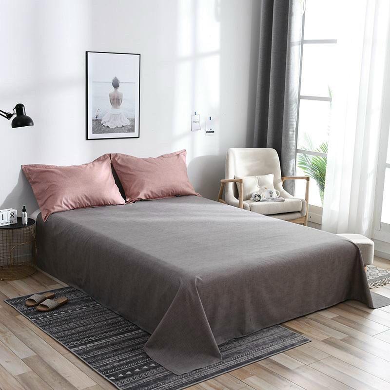 Bộ chăn ga Coton Poly xước hồng ga ghi mẫu mới - Hàng nhập khẩu