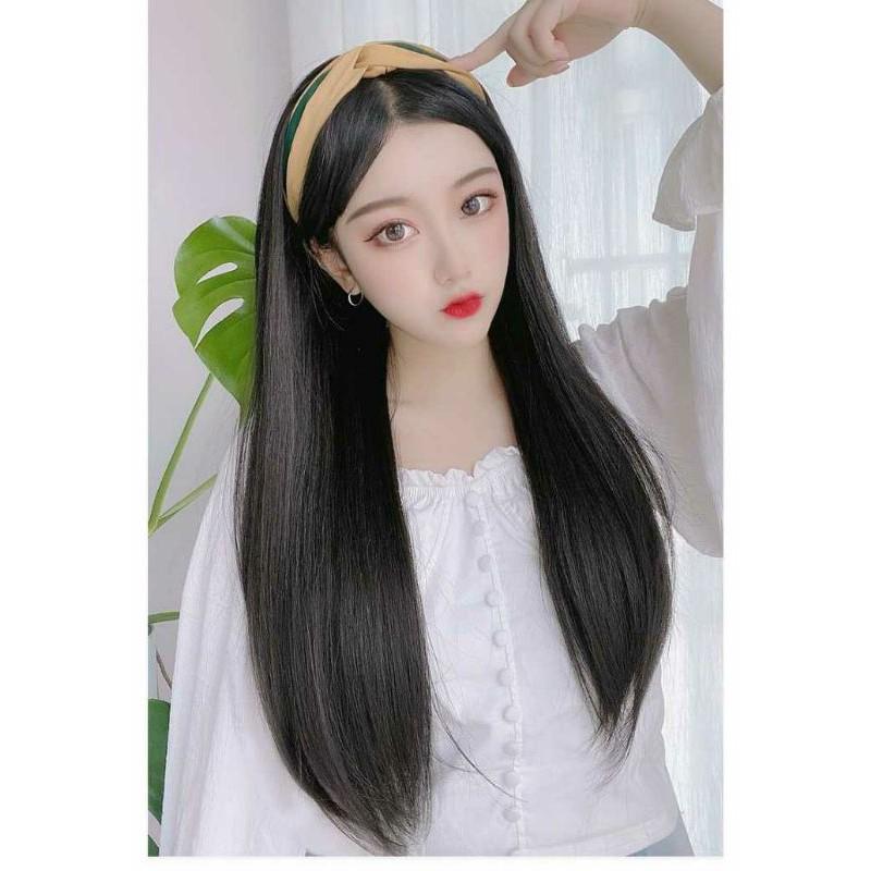 Tóc giả cài nữa đầu thẳng