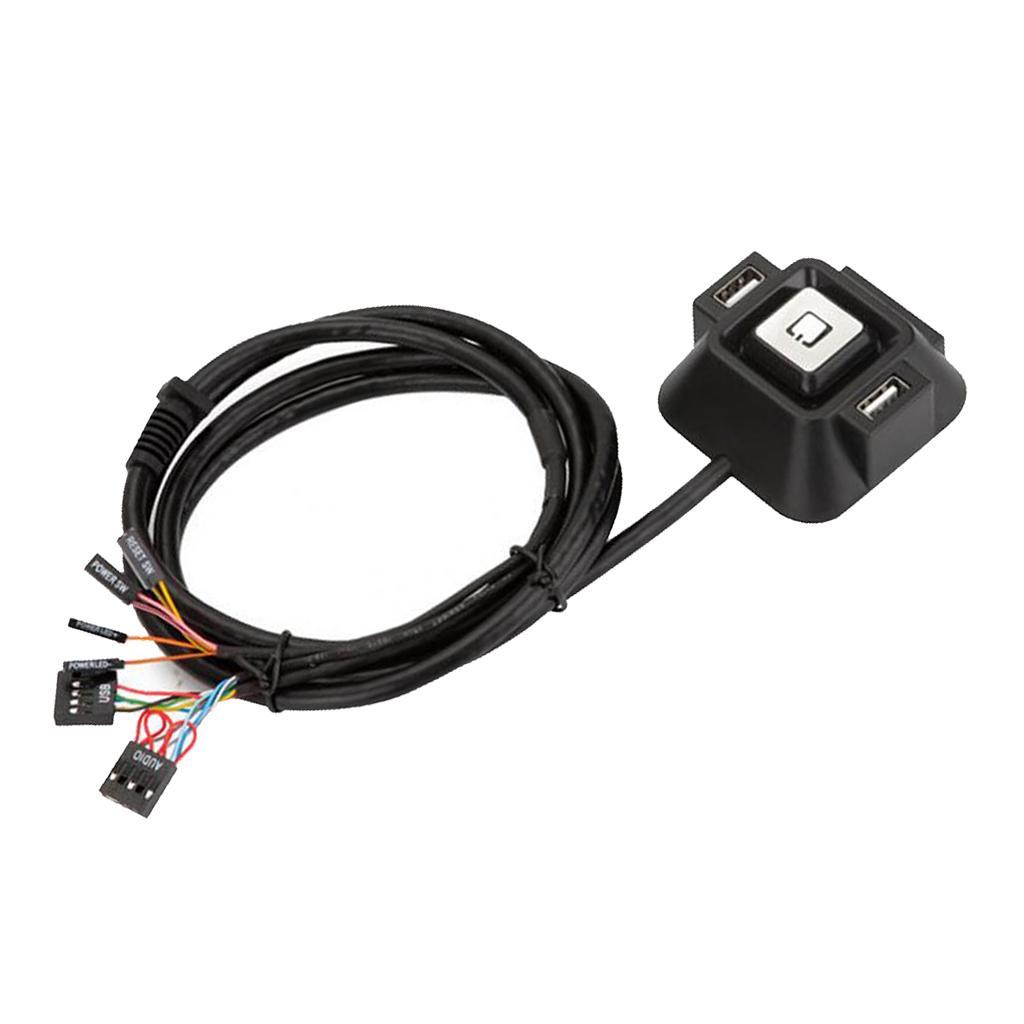Desktop PC Case Switch Dual USB Ports Power Reset Button LED Lights Audio
