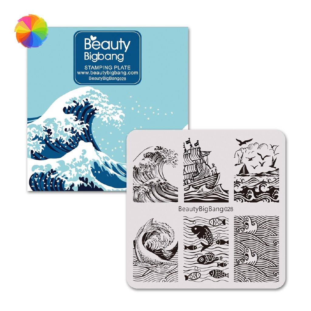 Tấm dập hình cá heo và biển cả dùng trang trí móng nghệ thuật