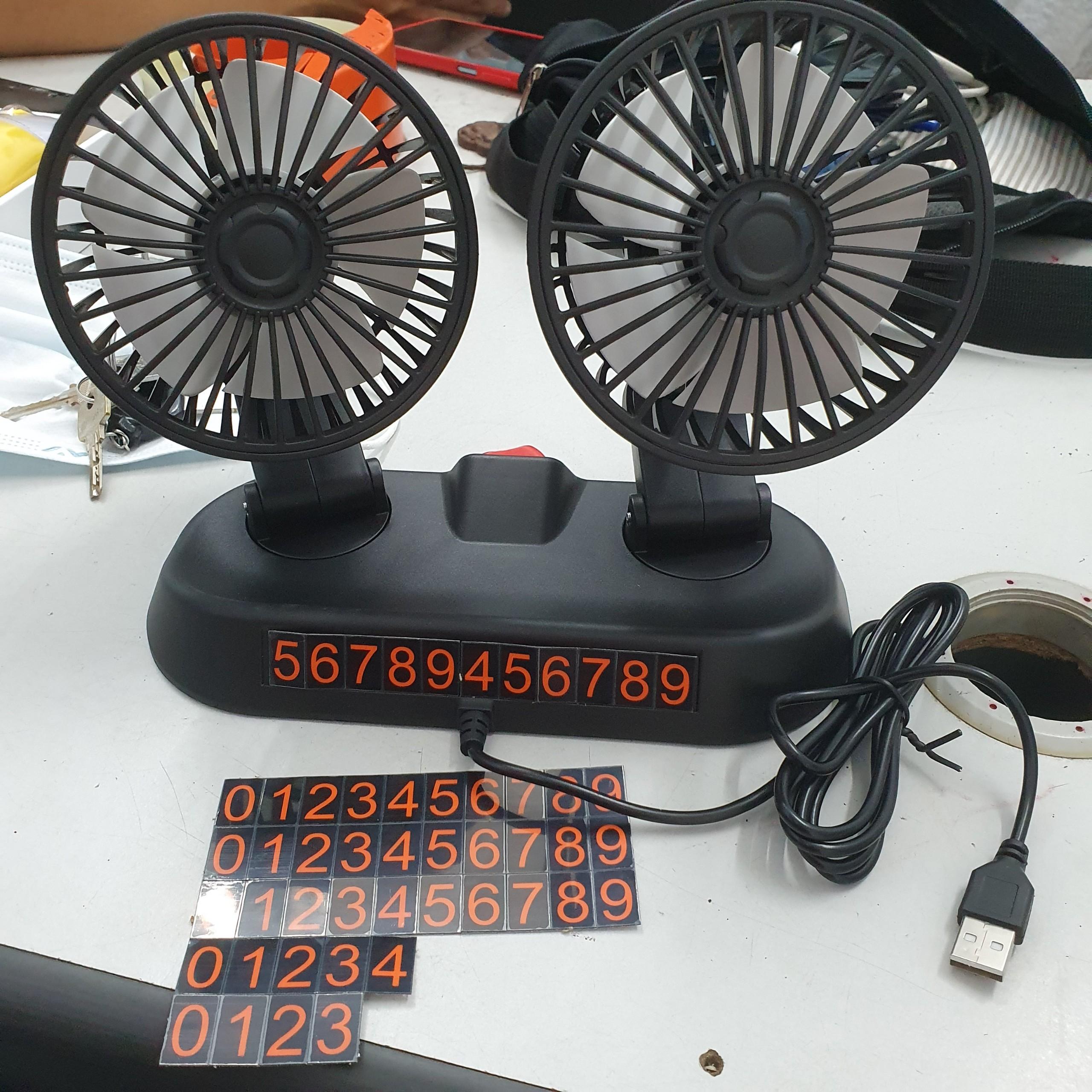 Quạt mini 5V xoay 360 tiện ích trên ô tô, xe hơi, bàn làm việc, ghiđược số di động Tặng tẩu 2USB