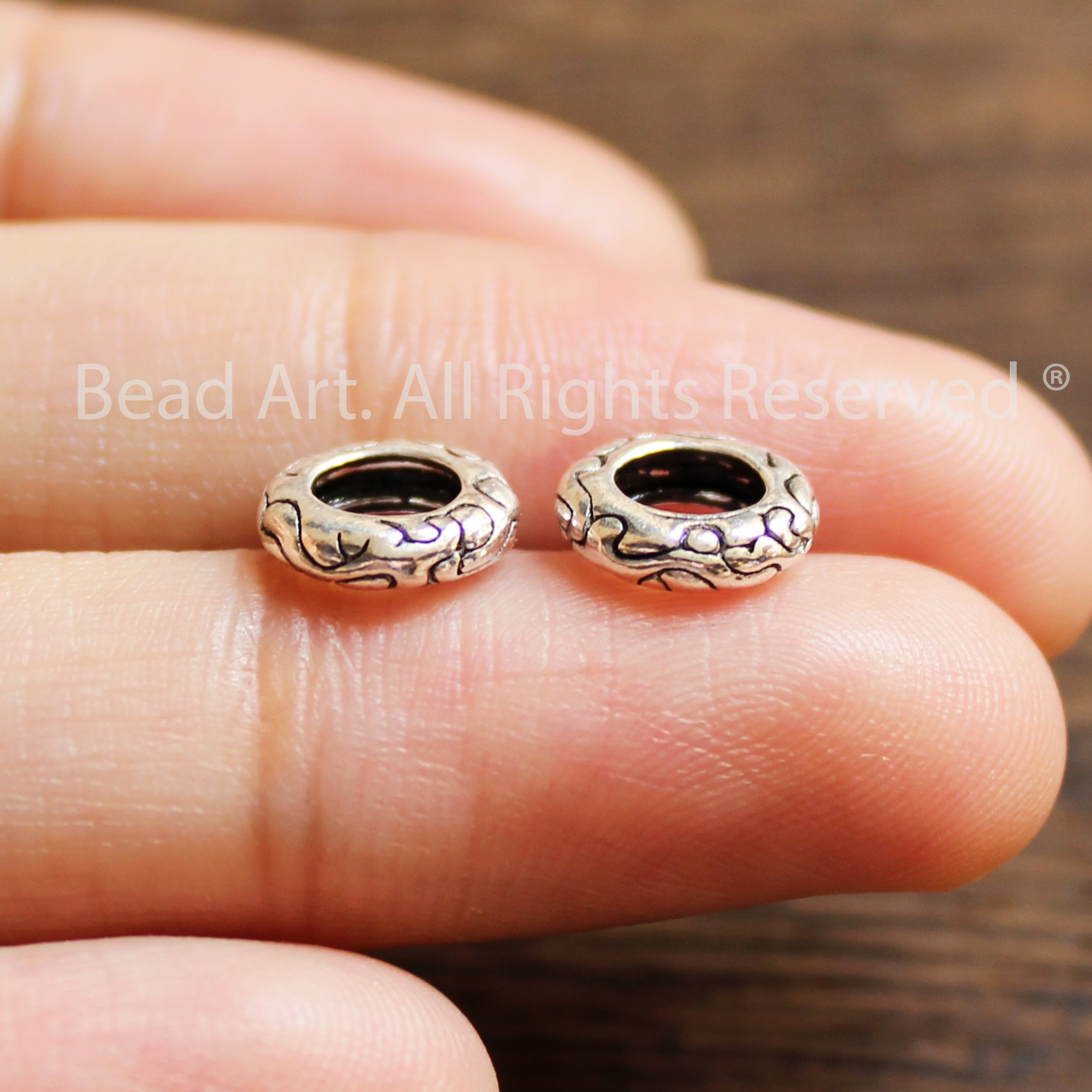 Charm Dẹp 8x2.3MM Dạng Cách Bạc 925 Phối Vòng Tay Phong Thuỷ, Chuỗi Hạt, Trang Sức - Bead Art