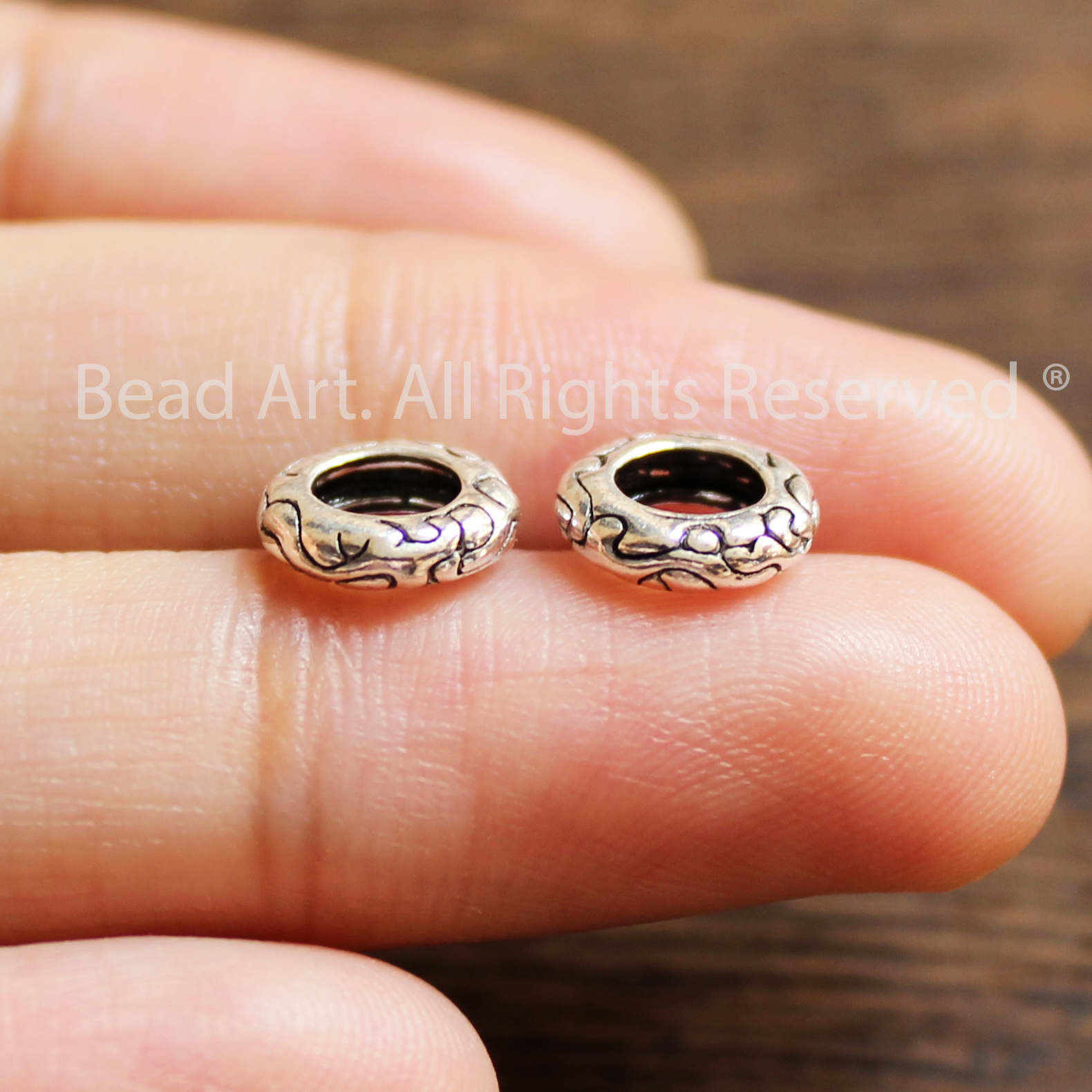 [1 Cái] Charm Dẹp 8x2.3MM Dạng Cách Bạc 925 Phối Vòng Tay Phong Thuỷ, Chuỗi Hạt, Trang Sức - Bead Art