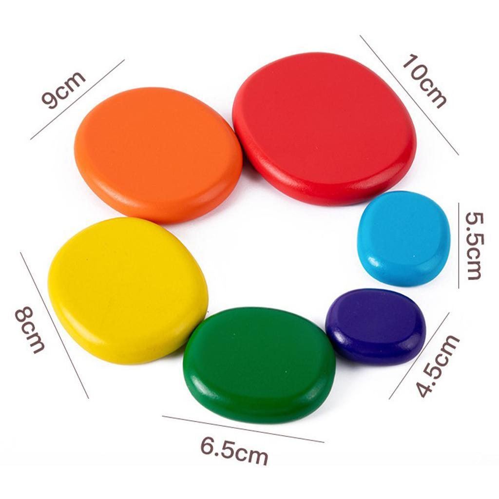 Wood Stacking Blocks Balancing Stone for Boy and Girl Fine Motor Skill Toy 6pcs