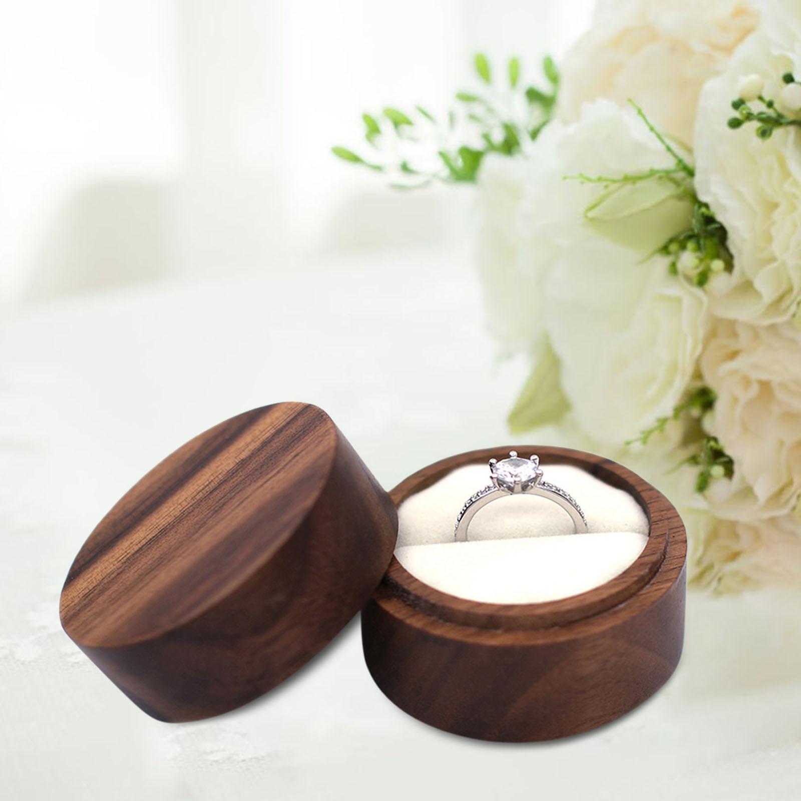 Wedding Ring Bearer Box, Ring Storage Case Keepsake Round Ring Holder for Birthday