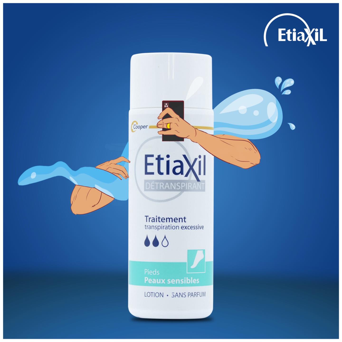 Lăn Khử Mùi Mồ Hôi Chân Và Tay ETIAXIL Détranspirant Traitement Transpiration Excessive Pieds Peaux Sensibles 100ml - Da Nhạy Cảm + Tặng 1 Móc Khóa Nhựa 2 Mặt