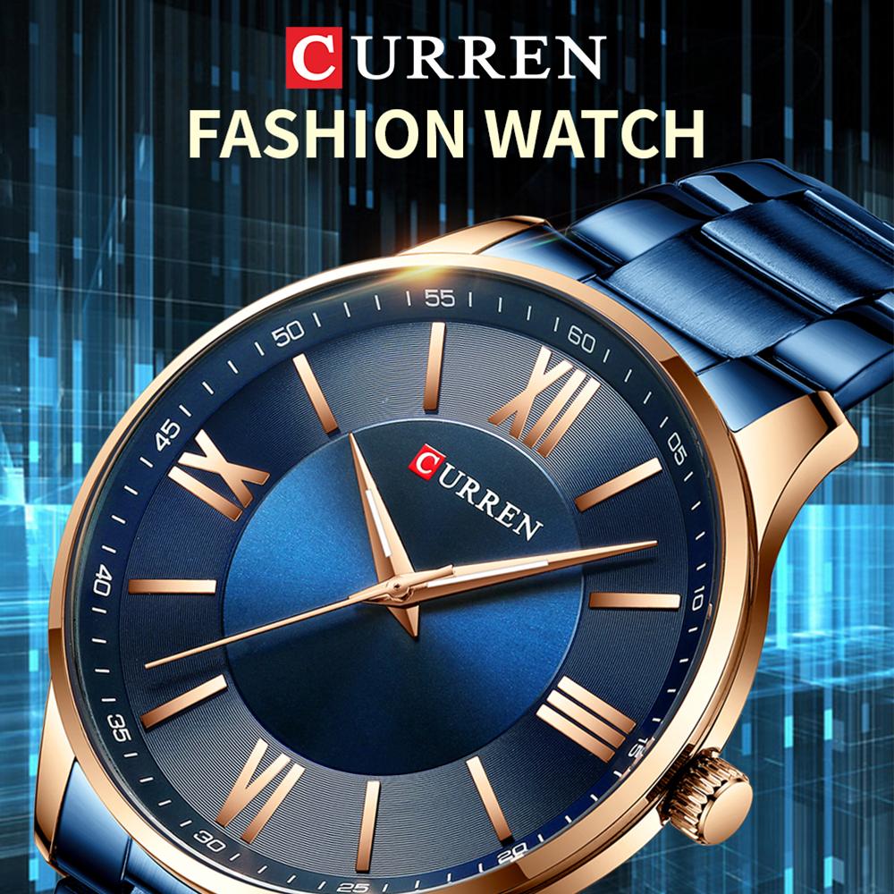 Đồng hồ thạch anh nam Dây đeo bằng thép không gỉ Thời trang Chronograph 3ATM CURREN 8383
