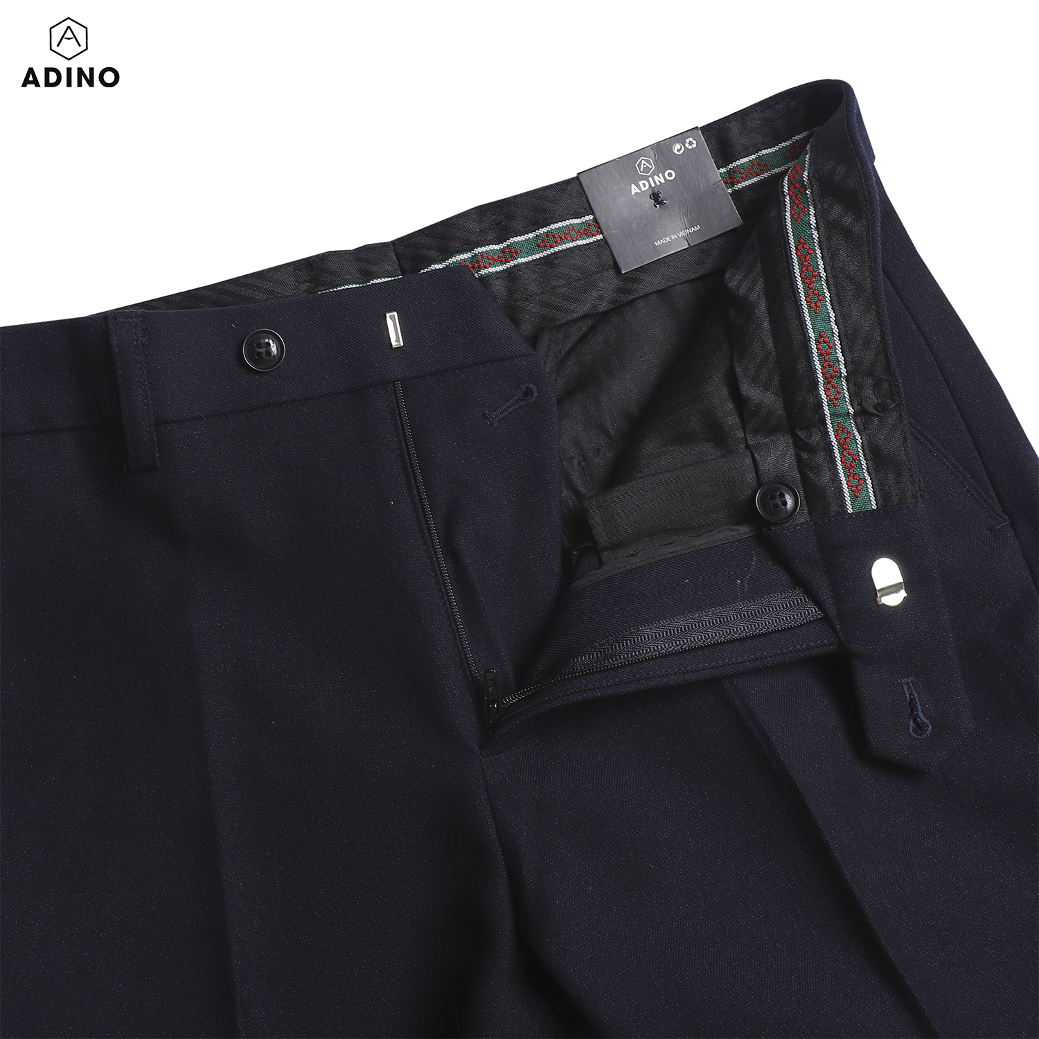 Quần tây âu công sở nam ADINO màu xanh đen vải cotton dày không bai không xù co giãn nhẹ dáng công sở slimfit ống đứng hơi côn QA79