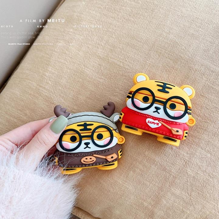 Bao Case cho Airpods 1/2/3/Pro Chú Hổ Đeo Kính , Ốp Airpods Cute - Mã TZAP397