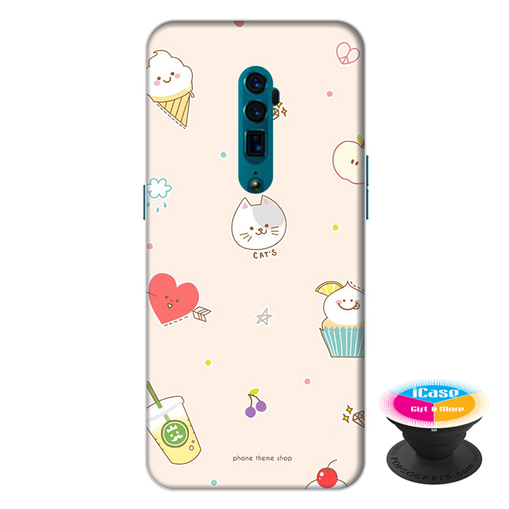 Ốp lưng điện thoại Oppo Reno 10X Zoom hình Mèo Con tặng kèm giá đỡ điện thoại iCase xinh xắn - Hàng chính hãng