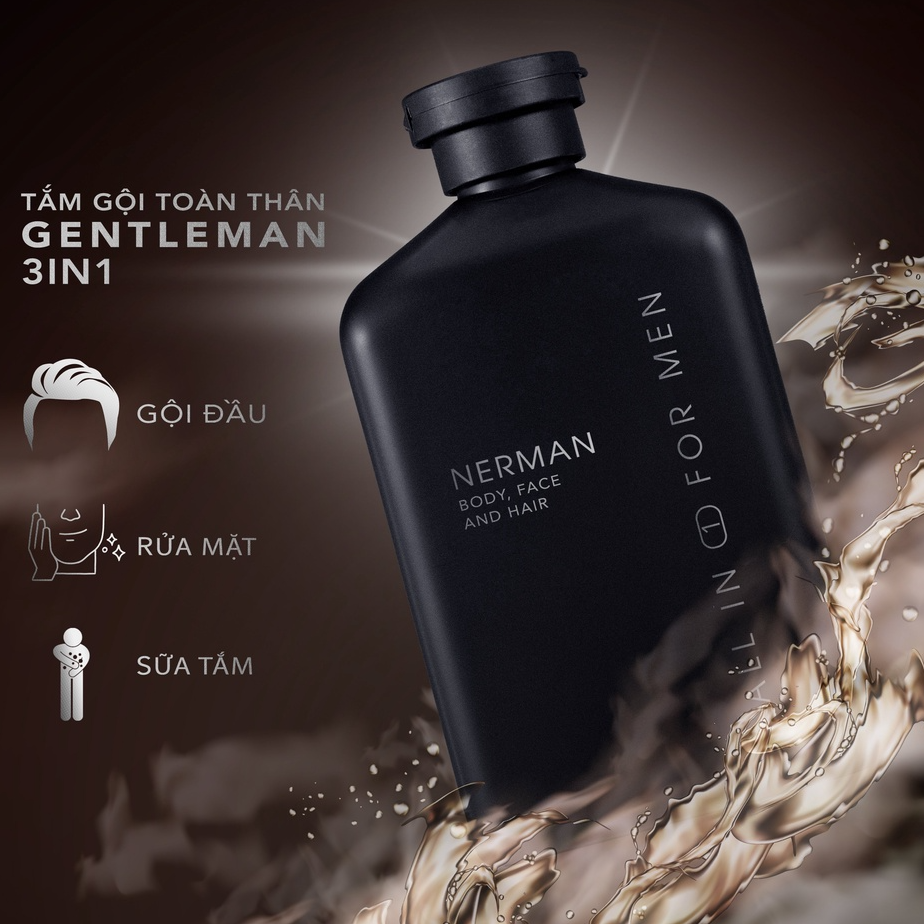 Sữa tắm gội hương nước hoa cao cấp Gentleman 3 in 1 NERMAN 350ml