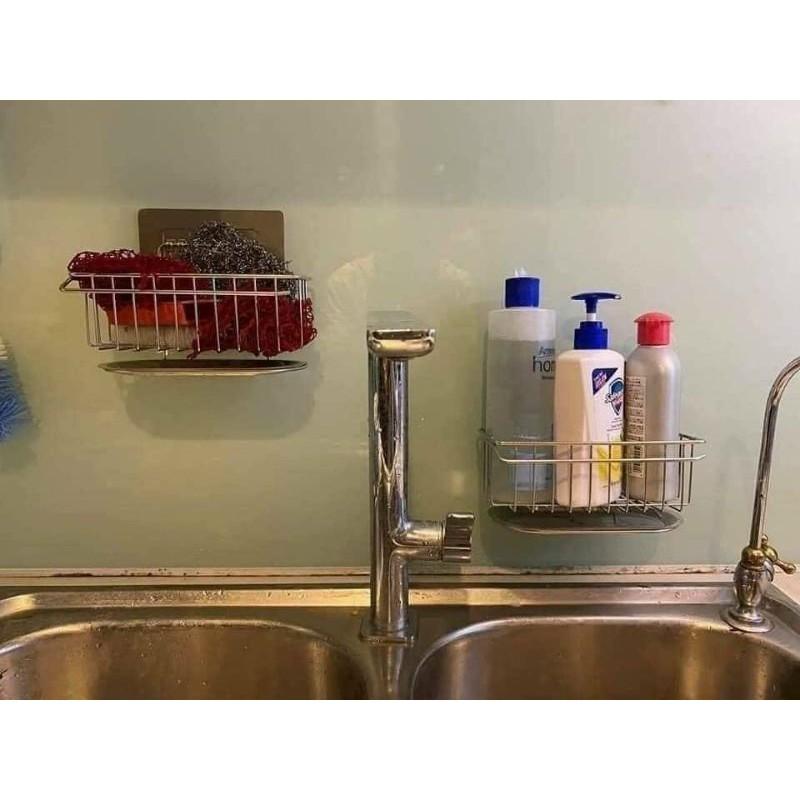 Kệ inox đựng giẻ rửa bát kèm khay hứng nước
