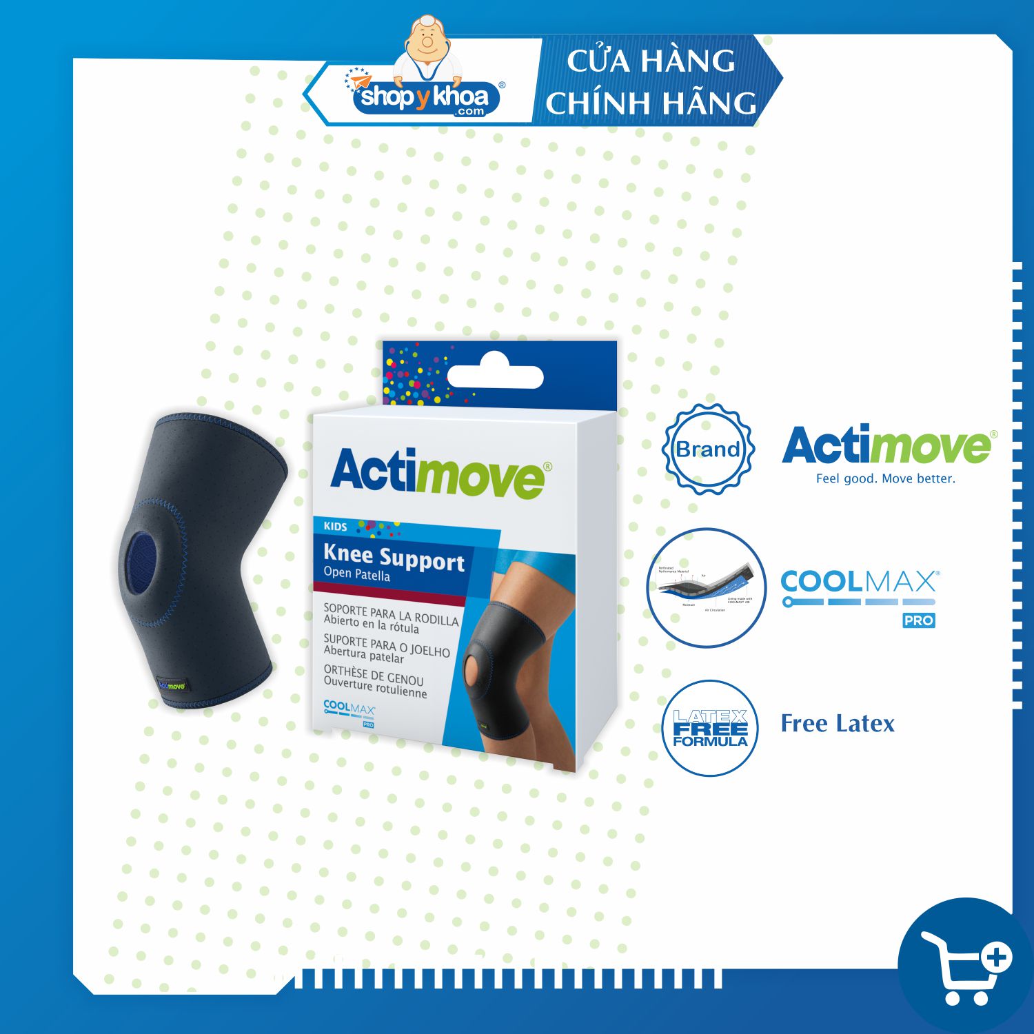 Bó gối đệm hở 75585-KID dành cho trẻ em từ 6-12 tuổi Actimove Knee Support