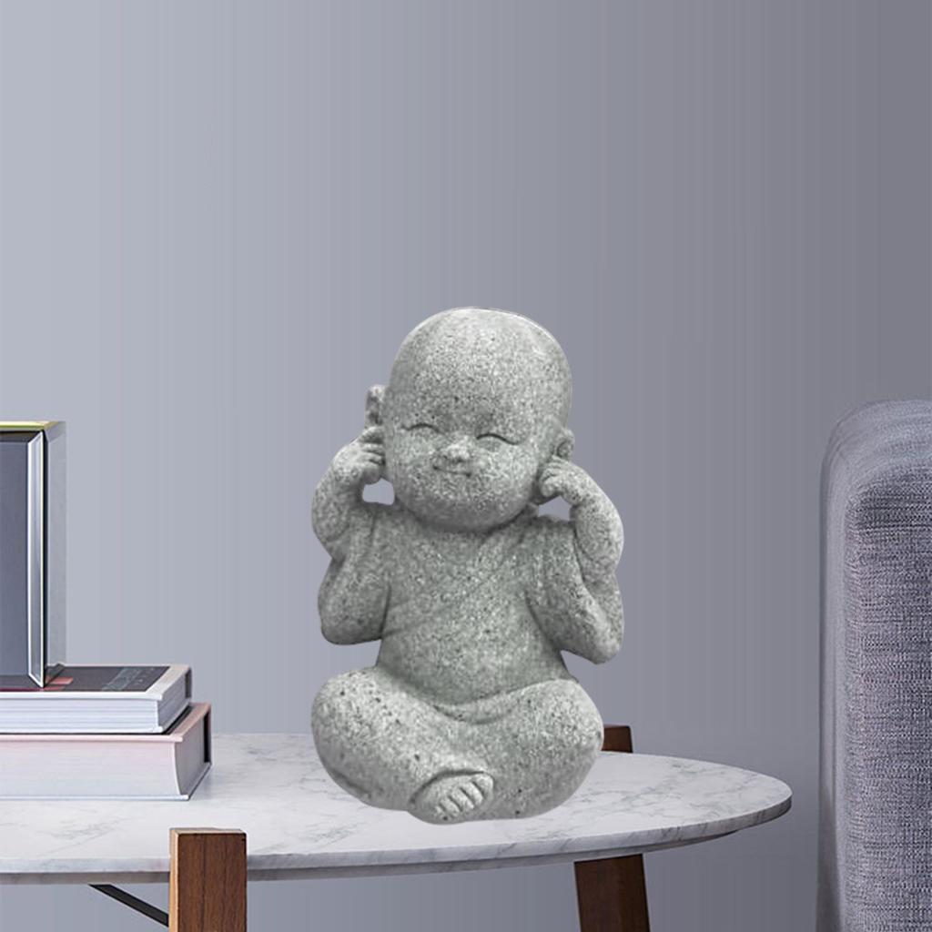 Mini Buddha Statue Monk Tea Pet Miniature Buddha Figurine Chinese Style Table Decoration Fengshui Ornament Decorative for Home Office