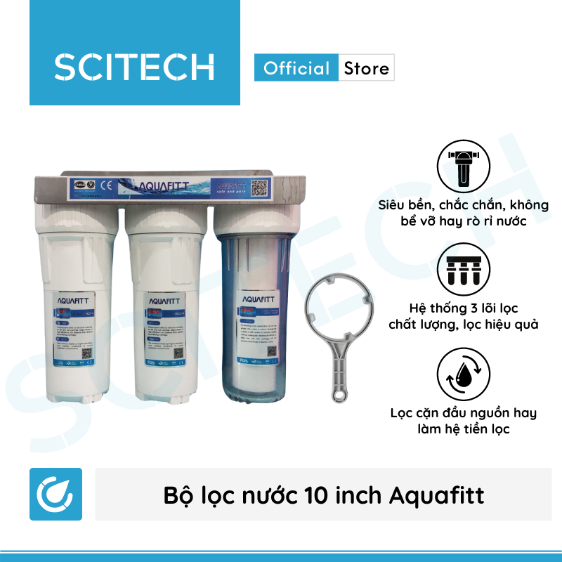 Bộ lọc nước thô đầu nguồn 3 cấp lọc 10 inch by Scitech - Hàng chính hãng