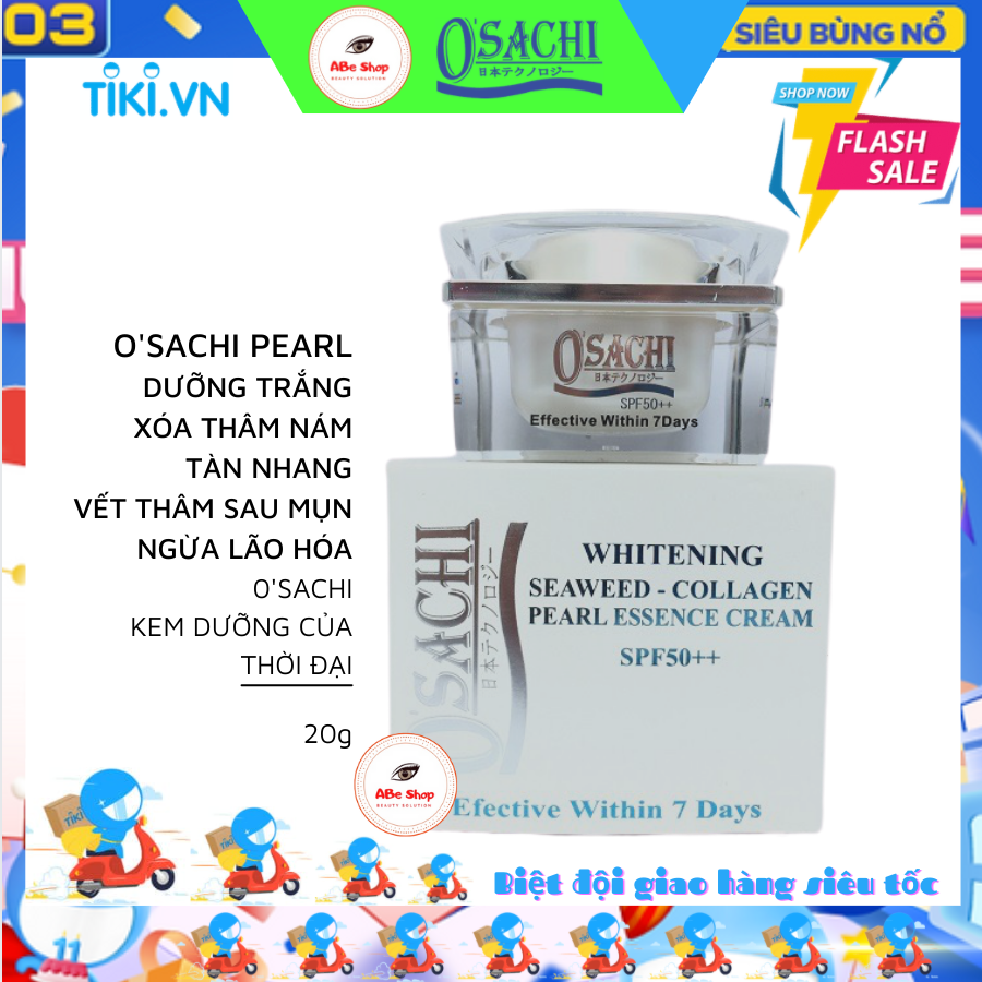 KEM O'SACHI NGỌC TRAI - RONG BIỂN - COLLAGEN 20G - MỜ THÂM NÁM - TÁI TẠO DA