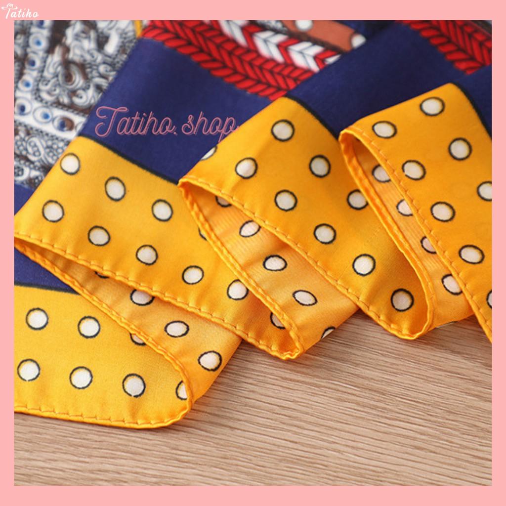 Khăn Lụa Vuông Yên Ngựa Nền Vàng Sang Trọng Chất Liệu Chiffon 70x70cm - Mã KL056