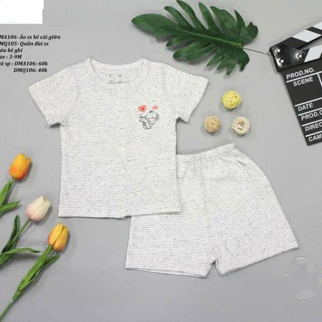 Bộ sơ sinh kẻ cài giữa