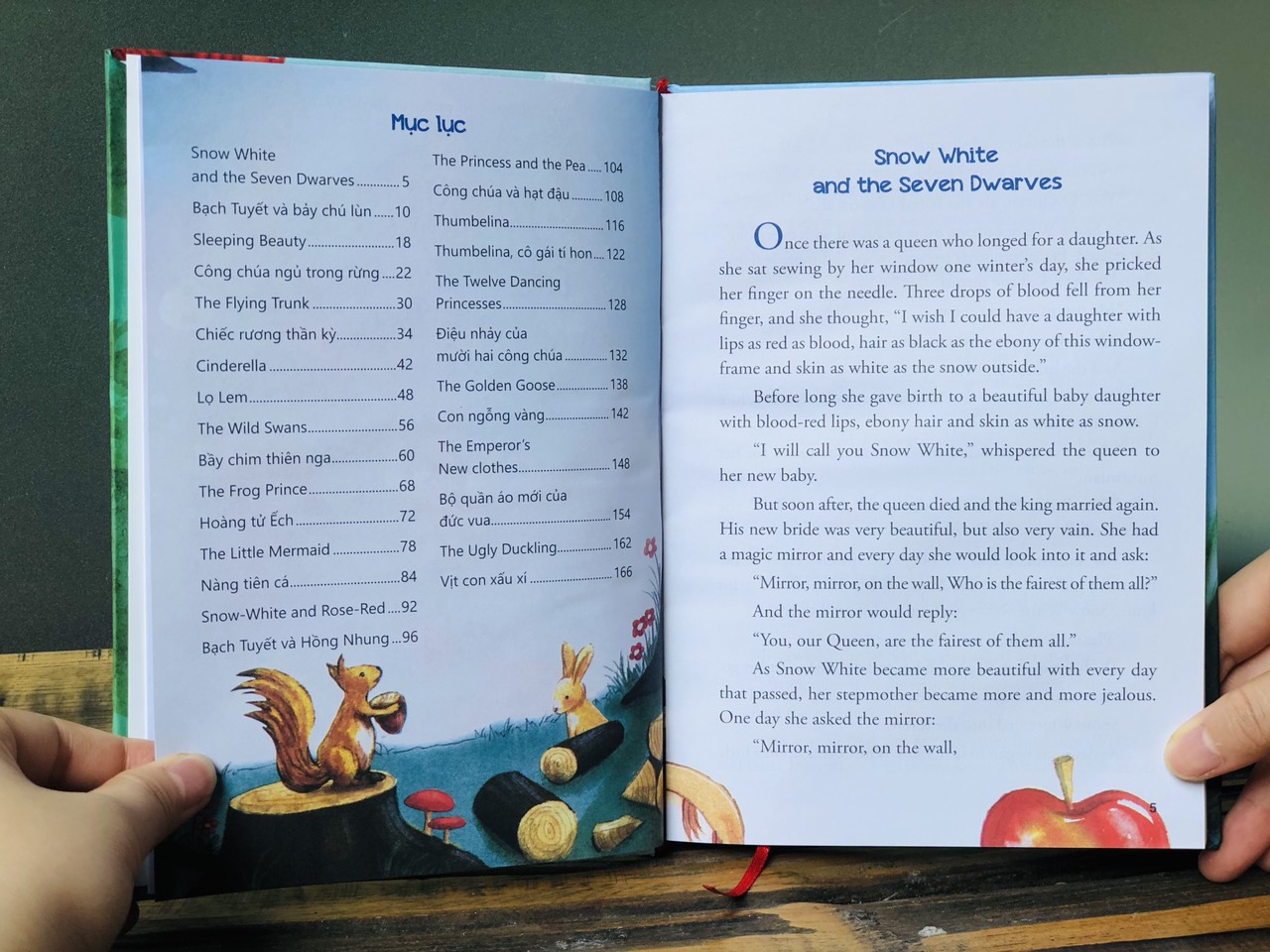 Sách truyện kể hàng đêm 10 minute fairy tales và bedtime story tặng kèm file nghe - bìa cứng, in màu, song ngữ anh việt