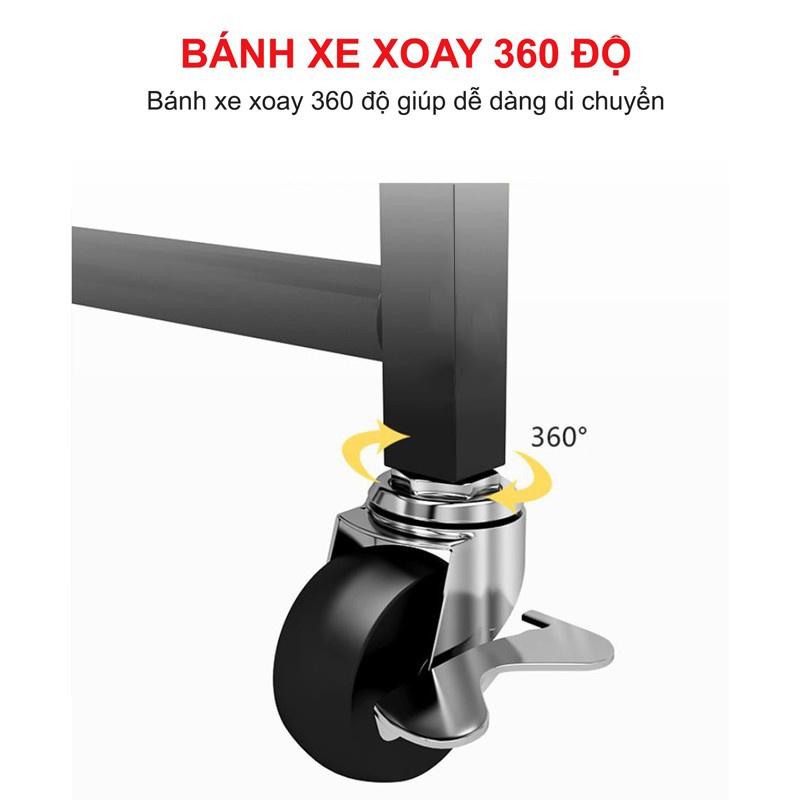 Kệ spa xe đẩy để đồ đa năng 3 tầng màu đen thép carbon không rỉ, kệ để bỉm sữa spa rau củ hoa quả nhà bếp