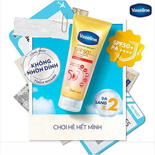 Tinh chất dưỡng thể chống nắng Vaseline Healthy Bright SPF 50+ PA++++ (30ml/70ml/300ml) - Hàng chính hãng