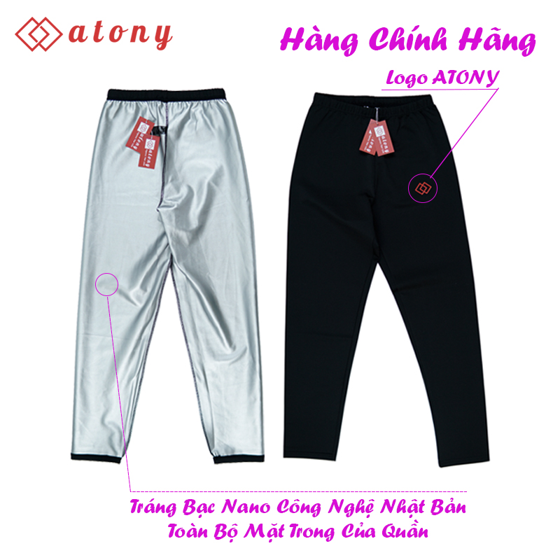 Set Đồ Tập Sinh Nhiệt ATONY Cao Cấp Cho Nữ, Tráng Nano Bạc Hỗ Trợ Giảm Cân, Đổ Mồ Hôi, Tan Mỡ Bụng - Hàng Chính Hãng (Áo Đai Lửng + Quần)