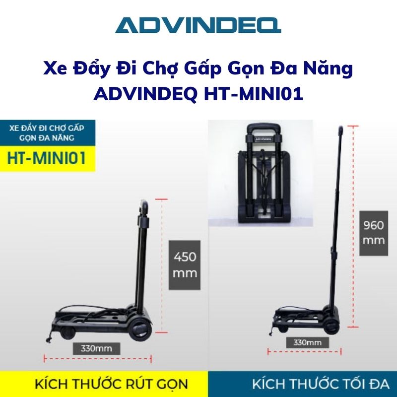 Xe đẩy đi chợ gấp gọn đa năng ADVINDEQ HT-MINI01 tải trọng 45kg