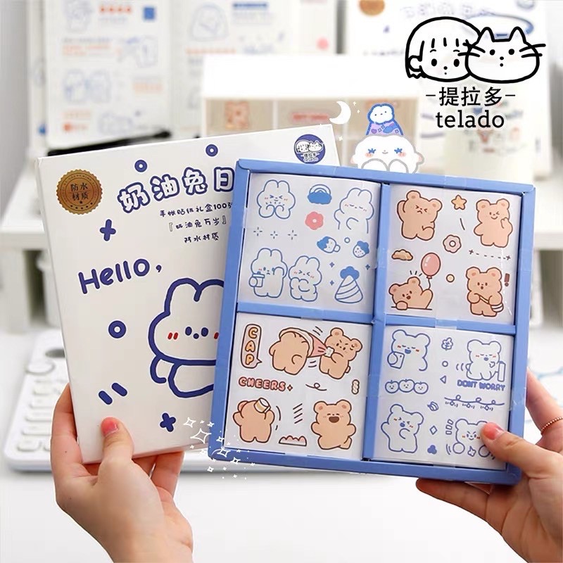 Tách lẻ 25 tờ stickers từ hộp stickers 100 tờ dễ thương (chỉ có 25 tờ không phải nguyên hộp