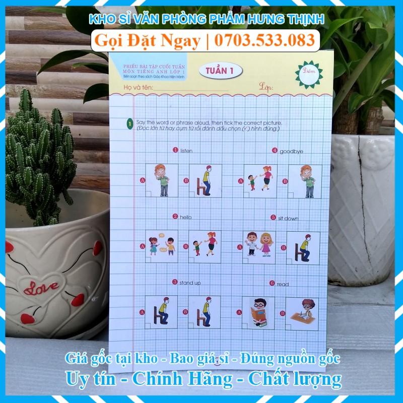 PHIẾU BÀI TẬP CUỐI TUẦN MÔN TIẾNG ANH LỚP 1THEO CHƯƠNG TRÌNH MỚI