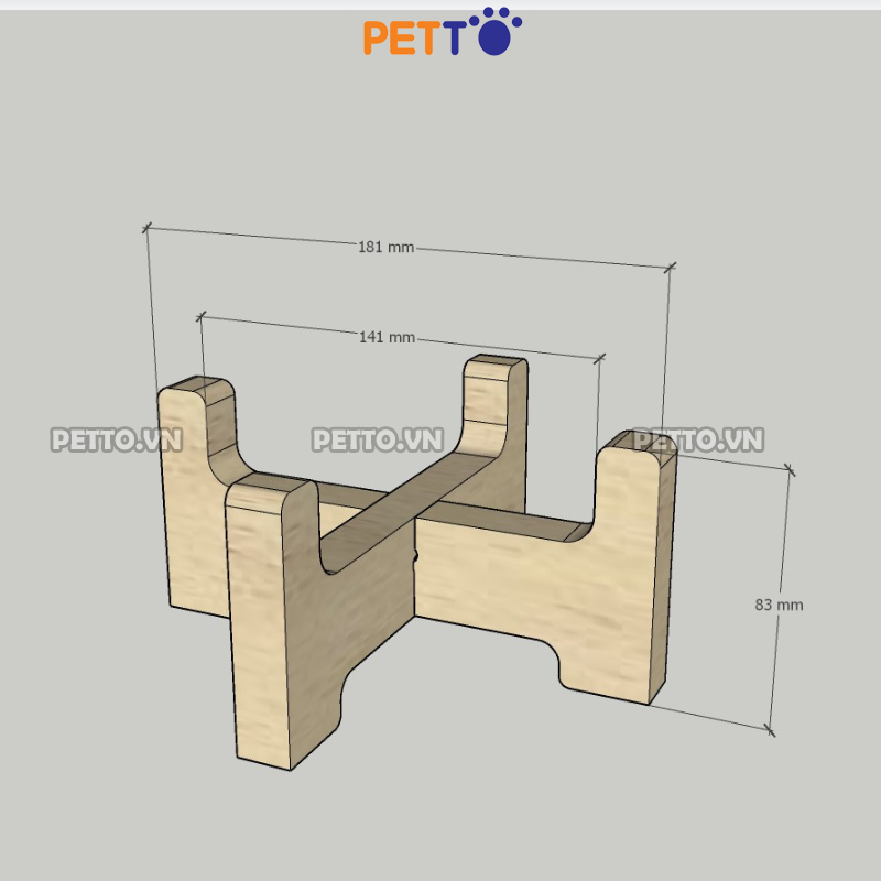 Bát ăn chó mèo XINH XẮN kèm KHAY GỖ giúp nâng cao bát ăn CHỐNG GÙ LƯNG cho thú cưng BFD036