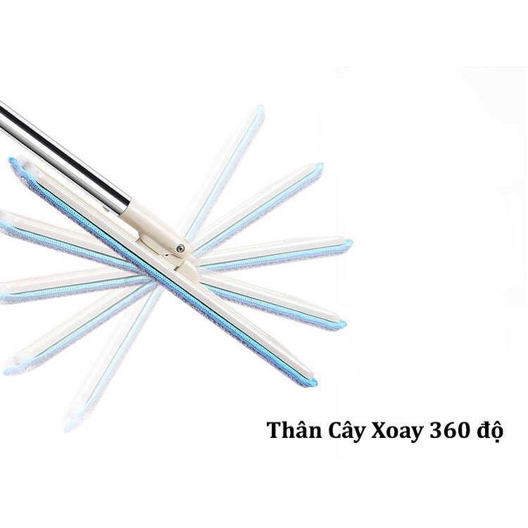 Bộ Cây Lau Nhà Thông Minh Kèm Thùng Vắt 2 Ngăn (Tặng Kèm 2 Miếng Lau) - Free Ship Toàn Quốc