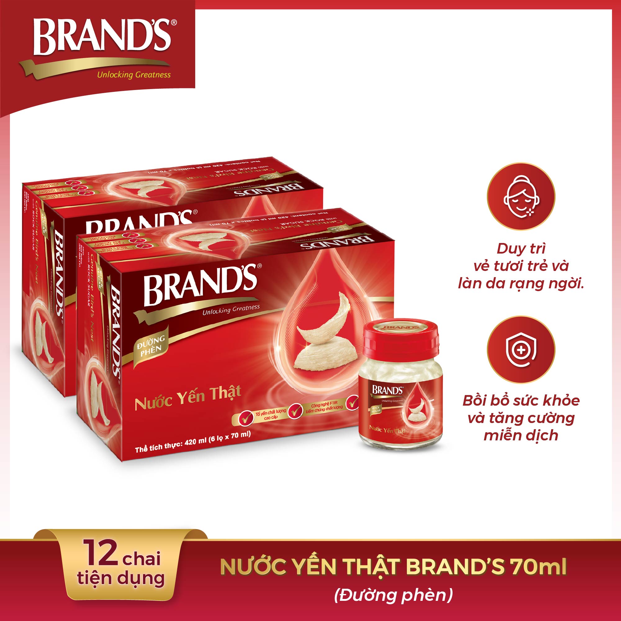 Combo 2 Nước yến thật BRAND'S Đường Phèn